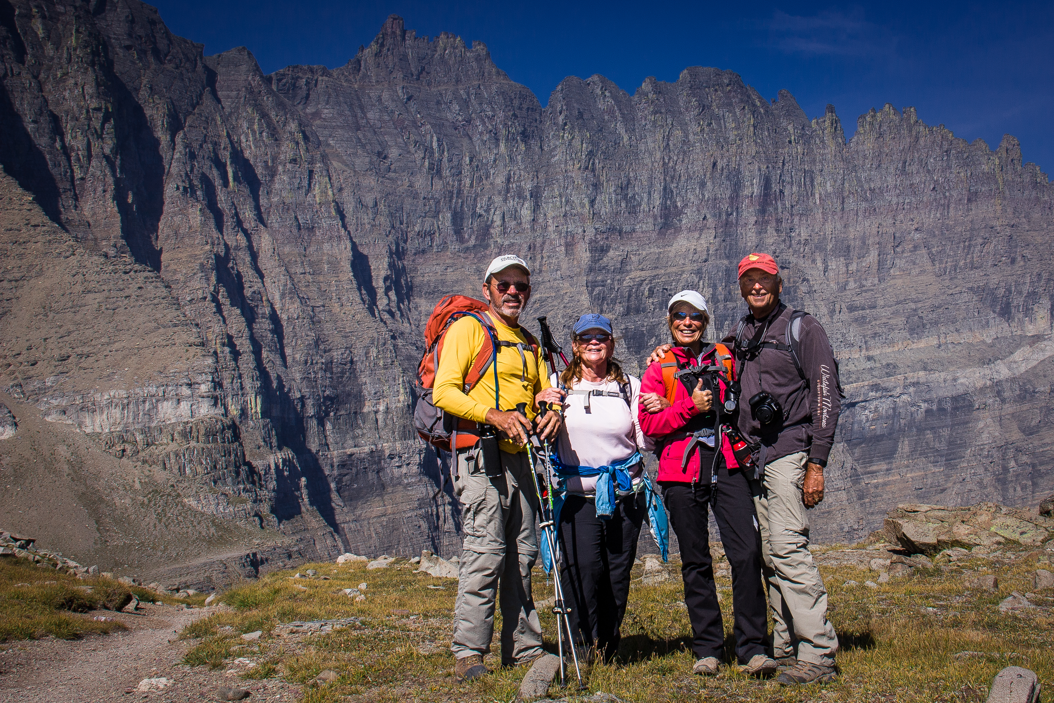Friends above Piegan Pass, Glacier National Park. Camped at Many Glacier Campground. 
